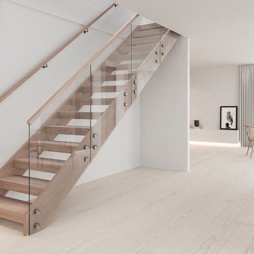 Staircase with glass railing