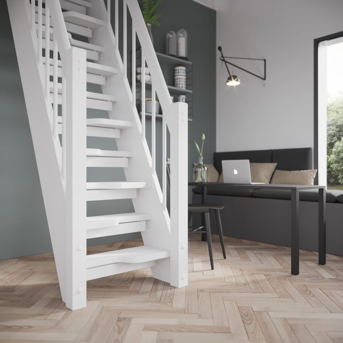 Savings stairs, painted white