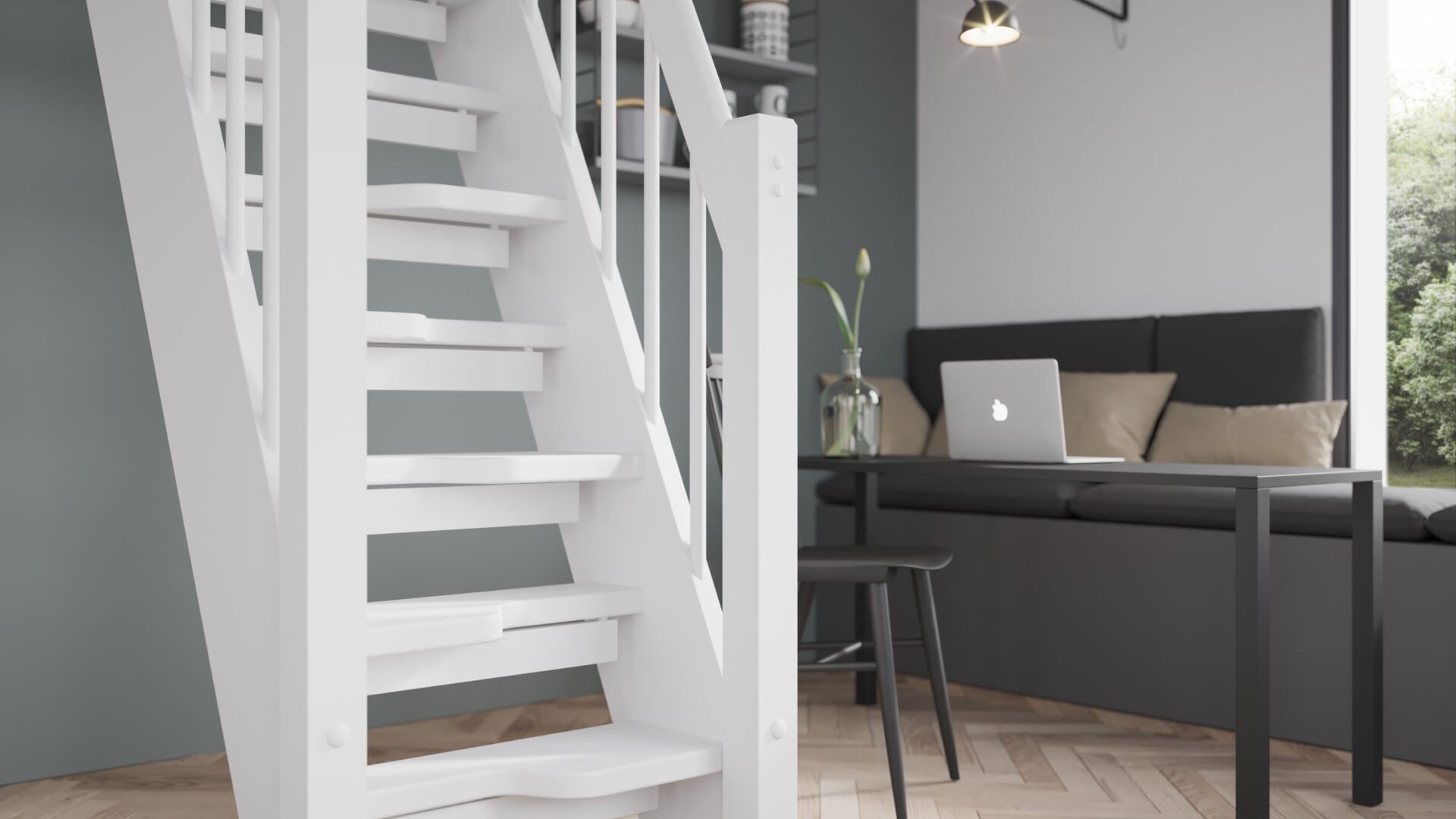 Savings stairs, painted white