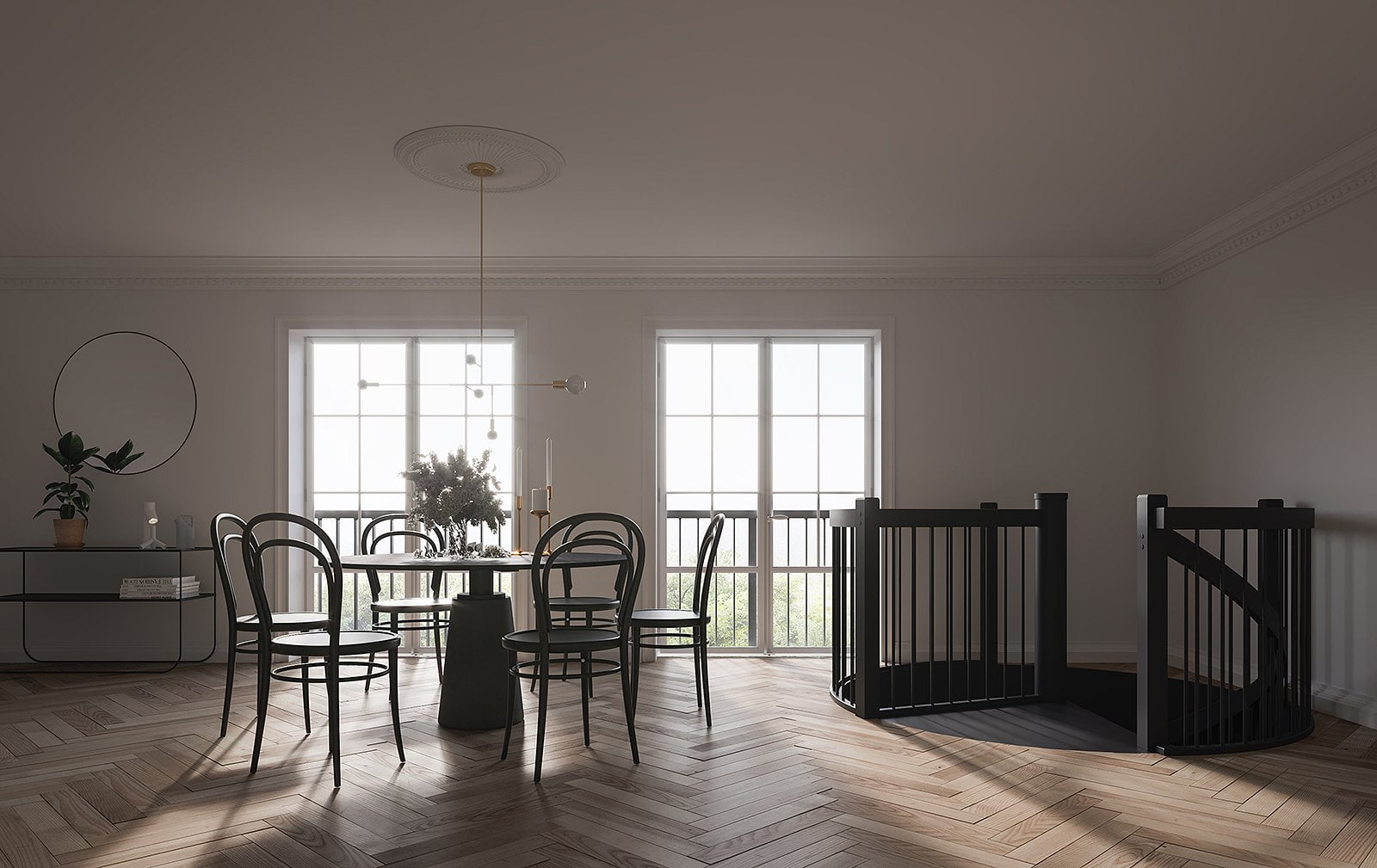 Wooden spiral staircase